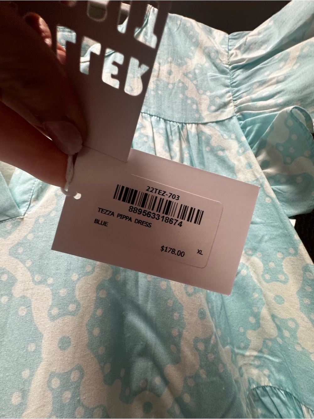 Roller Rabbit Light Aqua Printed Ruffle Mini Dress - Picture 8 of 11